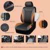imageCAR PASS Premium Carbon Fiber Leather Car Seat Covers Full Set and Waterproof Car Floor MatsAirbag CompatibleAutomotive Interior Covers for SedansTrucksVansSUV with Car Carpet MatsBlackBlack and Orange