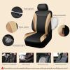 imageCAR PASS Premium Carbon Fiber Leather Car Seat Covers Full Set and Waterproof Car Floor MatsAirbag CompatibleAutomotive Interior Covers for SedansTrucksVansSUV with Car Carpet MatsBlackBlack and Beige
