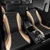 imageCAR PASS Premium Carbon Fiber Leather Car Seat Covers Full Set and Waterproof Car Floor MatsAirbag CompatibleAutomotive Interior Covers for SedansTrucksVansSUV with Car Carpet MatsBlackBlack and Beige