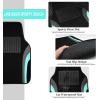 imageCAR PASS Premium Carbon Fiber Leather Car Seat Covers Full Set and Waterproof Car Floor MatsAirbag CompatibleAutomotive Interior Covers for SedansTrucksVansSUV with Car Carpet MatsBlackBlack and Mint