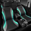 imageCAR PASS Premium Carbon Fiber Leather Car Seat Covers Full Set and Waterproof Car Floor MatsAirbag CompatibleAutomotive Interior Covers for SedansTrucksVansSUV with Car Carpet MatsBlackBlack and Mint