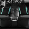 imageCAR PASS Premium Carbon Fiber Leather Car Seat Covers Full Set and Waterproof Car Floor MatsAirbag CompatibleAutomotive Interior Covers for SedansTrucksVansSUV with Car Carpet MatsBlackBlack and Mint