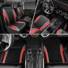 imageCAR PASS Premium Carbon Fiber Leather Car Seat Covers Full Set and Waterproof Car Floor MatsAirbag CompatibleAutomotive Interior Covers for SedansTrucksVansSUV with Car Carpet MatsBlackBlack and Red