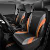 imageCAR PASS Premium Carbon Fiber Leather Car Seat Covers Full Set and Waterproof Car Floor MatsAirbag CompatibleAutomotive Interior Covers for SedansTrucksVansSUV with Car Carpet MatsBlackBlack and Orange