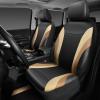 imageCAR PASS Premium Carbon Fiber Leather Car Seat Covers Full Set and Waterproof Car Floor MatsAirbag CompatibleAutomotive Interior Covers for SedansTrucksVansSUV with Car Carpet MatsBlackBlack and Beige
