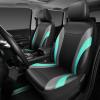 imageCAR PASS Premium Carbon Fiber Leather Car Seat Covers Full Set and Waterproof Car Floor MatsAirbag CompatibleAutomotive Interior Covers for SedansTrucksVansSUV with Car Carpet MatsBlackBlack and Mint