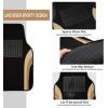 imageCAR PASS Premium Carbon Fiber Leather Car Seat Covers Full Set and Waterproof Car Floor MatsAirbag CompatibleAutomotive Interior Covers for SedansTrucksVansSUV with Car Carpet MatsBlackBlack and Beige