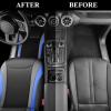 imageCAR PASS Premium Carbon Fiber Leather Car Seat Covers Full Set and Waterproof Car Floor MatsAirbag CompatibleAutomotive Interior Covers for SedansTrucksVansSUV with Car Carpet MatsBlackBlack and Blue