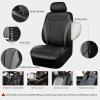 imageCAR PASS Premium Carbon Fiber Leather Car Seat Covers Full Set and Waterproof Car Floor MatsAirbag CompatibleAutomotive Interior Covers for SedansTrucksVansSUV with Car Carpet MatsBlackBlack