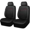 imageCAR PASS Quilting Leather Seat Cover Two Front Seats Only Universal Fit Automotive Front Seat Covers Waterproof Deluxe PU Premium Vinyl Luxury for Cars Sedan Van SUV Airbag Compatible 2 PiecesBlackPure Black