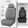 imageCAR PASS Quilting Leather Seat Cover Two Front Seats Only Universal Fit Automotive Front Seat Covers Waterproof Deluxe PU Premium Vinyl Luxury for Cars Sedan Van SUV Airbag Compatible 2 PiecesBlackPure Gray