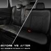 imageCAR PASS Quilting Leather Seat Cover Two Front Seats Only Universal Fit Automotive Front Seat Covers Waterproof Deluxe PU Premium Vinyl Luxury for Cars Sedan Van SUV Airbag Compatible 2 PiecesBlackAll Black