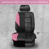 imageCAR PASS Quilting Leather Seat Cover Two Front Seats Only Universal Fit Automotive Front Seat Covers Waterproof Deluxe PU Premium Vinyl Luxury for Cars Sedan Van SUV Airbag Compatible 2 PiecesBlackPink