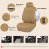 imageCAR PASS Quilting Leather Seat Cover Two Front Seats Only Universal Fit Automotive Front Seat Covers Waterproof Deluxe PU Premium Vinyl Luxury for Cars Sedan Van SUV Airbag Compatible 2 PiecesBlackPure Beige
