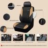 imageCAR PASS Quilting Leather Seat Cover Two Front Seats Only Universal Fit Automotive Front Seat Covers Waterproof Deluxe PU Premium Vinyl Luxury for Cars Sedan Van SUV Airbag Compatible 2 PiecesBlackBlackBeige