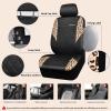 imageCAR PASS Quilting Leather Seat Cover Two Front Seats Only Universal Fit Automotive Front Seat Covers Waterproof Deluxe PU Premium Vinyl Luxury for Cars Sedan Van SUV Airbag Compatible 2 PiecesBlackBrown Leopard