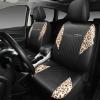 imageCAR PASS Quilting Leather Seat Cover Two Front Seats Only Universal Fit Automotive Front Seat Covers Waterproof Deluxe PU Premium Vinyl Luxury for Cars Sedan Van SUV Airbag Compatible 2 PiecesBlackBrown Leopard