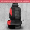 imageCAR PASS Quilting Leather Seat Cover Two Front Seats Only Universal Fit Automotive Front Seat Covers Waterproof Deluxe PU Premium Vinyl Luxury for Cars Sedan Van SUV Airbag Compatible 2 PiecesBlackRed