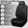 imageCAR PASS Quilting Leather Seat Cover Two Front Seats Only Universal Fit Automotive Front Seat Covers Waterproof Deluxe PU Premium Vinyl Luxury for Cars Sedan Van SUV Airbag Compatible 2 PiecesBlackPure Black