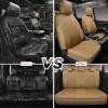 imageCAR PASS Quilting Leather Seat Cover Two Front Seats Only Universal Fit Automotive Front Seat Covers Waterproof Deluxe PU Premium Vinyl Luxury for Cars Sedan Van SUV Airbag Compatible 2 PiecesBlackPure Beige