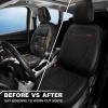 imageCAR PASS Quilting Leather Seat Cover Two Front Seats Only Universal Fit Automotive Front Seat Covers Waterproof Deluxe PU Premium Vinyl Luxury for Cars Sedan Van SUV Airbag Compatible 2 PiecesBlackBlack