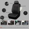 imageCAR PASS Quilting Leather Seat Cover Two Front Seats Only Universal Fit Automotive Front Seat Covers Waterproof Deluxe PU Premium Vinyl Luxury for Cars Sedan Van SUV Airbag Compatible 2 PiecesBlackBlack