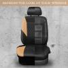 imageCAR PASS Quilting Leather Seat Cover Two Front Seats Only Universal Fit Automotive Front Seat Covers Waterproof Deluxe PU Premium Vinyl Luxury for Cars Sedan Van SUV Airbag Compatible 2 PiecesBlackBlackBeige
