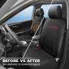 imageCAR PASS Quilting Leather Seat Cover Two Front Seats Only Universal Fit Automotive Front Seat Covers Waterproof Deluxe PU Premium Vinyl Luxury for Cars Sedan Van SUV Airbag Compatible 2 PiecesBlackPure Black