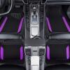 imageCAR PASS Rainbow Waterproof Universal Fit Faux Leather Car Carpet AntiSlip Nibbed Backing Floor Mats for SUV VansSedansTrucks Automotive Set of 4 for WomenampampCute Girly Black with PinkPurple