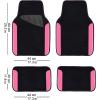 imageCAR PASS Rainbow Waterproof Universal Fit Faux Leather Car Carpet AntiSlip Nibbed Backing Floor Mats for SUV VansSedansTrucks Automotive Set of 4 for WomenampampCute Girly Black with PinkBlack With Rose Red