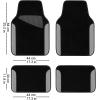 imageCAR PASS Rainbow Waterproof Universal Fit Faux Leather Car Carpet AntiSlip Nibbed Backing Floor Mats for SUV VansSedansTrucks Automotive Set of 4 for WomenampampCute Girly Black with PinkGray