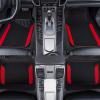 imageCAR PASS Rainbow Waterproof Universal Fit Faux Leather Car Carpet AntiSlip Nibbed Backing Floor Mats for SUV VansSedansTrucks Automotive Set of 4 for WomenampampCute Girly Black with PinkRed