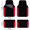 imageCAR PASS Rainbow Waterproof Universal Fit Faux Leather Car Carpet AntiSlip Nibbed Backing Floor Mats for SUV VansSedansTrucks Automotive Set of 4 for WomenampampCute Girly Black with PinkRed Combo