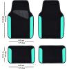 imageCAR PASS Rainbow Waterproof Universal Fit Faux Leather Car Carpet AntiSlip Nibbed Backing Floor Mats for SUV VansSedansTrucks Automotive Set of 4 for WomenampampCute Girly Black with PinkBlack With Mint