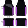 imageCAR PASS Rainbow Waterproof Universal Fit Faux Leather Car Carpet AntiSlip Nibbed Backing Floor Mats for SUV VansSedansTrucks Automotive Set of 4 for WomenampampCute Girly Black with PinkPurple