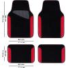 imageCAR PASS Rainbow Waterproof Universal Fit Faux Leather Car Carpet AntiSlip Nibbed Backing Floor Mats for SUV VansSedansTrucks Automotive Set of 4 for WomenampampCute Girly Black with PinkRed