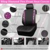 imageCAR PASS Rhinestone Bling Car Seat Covers Leather Shining Diamond Car Floor Mats Carpet Waterproof AntiSlip Nibs Bling Car Accessories Interior Sets for Women Silver Glitter White Sparkly CrystalPink