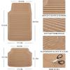 imageCAR PASS Rubber Car MatsCar Floor Mats All WeatherCar Mats Full Set 4PieceWaterproof Automotive Floor Mats Trim to Fit for Most Cars Sedans SUVs VansHeavy Duty AntiSlip Easy Clean All BlackAll Beige