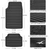 imageCAR PASS Rubber Car MatsCar Floor Mats All WeatherCar Mats Full Set 4PieceWaterproof Automotive Floor Mats Trim to Fit for Most Cars Sedans SUVs VansHeavy Duty AntiSlip Easy Clean All BlackAll Black