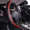 imageCAR PASS Sporty Quilting Leather Universal Fit Steering Wheel CoverFit for SuvsVansSedansTrucks for 147quot to 15quotBlack ampamp GrayBlack with Red
