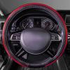 imageCAR PASS Sporty Quilting Leather Universal Fit Steering Wheel CoverFit for SuvsVansSedansTrucks for 147quot to 15quotBlack ampamp GrayBlack with Red