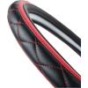imageCAR PASS Sporty Quilting Leather Universal Fit Steering Wheel CoverFit for SuvsVansSedansTrucks for 147quot to 15quotBlack ampamp GrayBlack with Red
