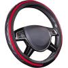imageCAR PASS Sporty Quilting Leather Universal Fit Steering Wheel CoverFit for SuvsVansSedansTrucks for 147quot to 15quotBlack ampamp GrayBlack with Red