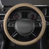 imageCAR PASS Sporty Quilting Leather Universal Fit Steering Wheel CoverFit for SuvsVansSedansTrucks for 147quot to 15quotBlack ampamp GrayPure Beige