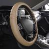 imageCAR PASS Sporty Quilting Leather Universal Fit Steering Wheel CoverFit for SuvsVansSedansTrucks for 147quot to 15quotBlack ampamp GrayPure Beige