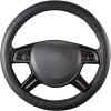 imageCAR PASS Sporty Quilting Leather Universal Fit Steering Wheel CoverFit for SuvsVansSedansTrucks for 147quot to 15quotBlack ampamp GrayPure Black