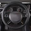 imageCAR PASS Sporty Quilting Leather Universal Fit Steering Wheel CoverFit for SuvsVansSedansTrucks for 147quot to 15quotBlack ampamp GrayPure Black