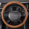 imageCAR PASS Sporty Quilting Leather Universal Fit Steering Wheel CoverFit for SuvsVansSedansTrucks for 147quot to 15quotBlack ampamp GrayPure Brown