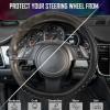 imageCAR PASS Sporty Quilting Leather Universal Fit Steering Wheel CoverFit for SuvsVansSedansTrucks for 147quot to 15quotBlack ampamp Grayblack