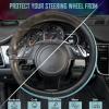 imageCAR PASS Sporty Quilting Leather Universal Fit Steering Wheel CoverFit for SuvsVansSedansTrucks for 147quot to 15quotBlack ampamp Graygreen